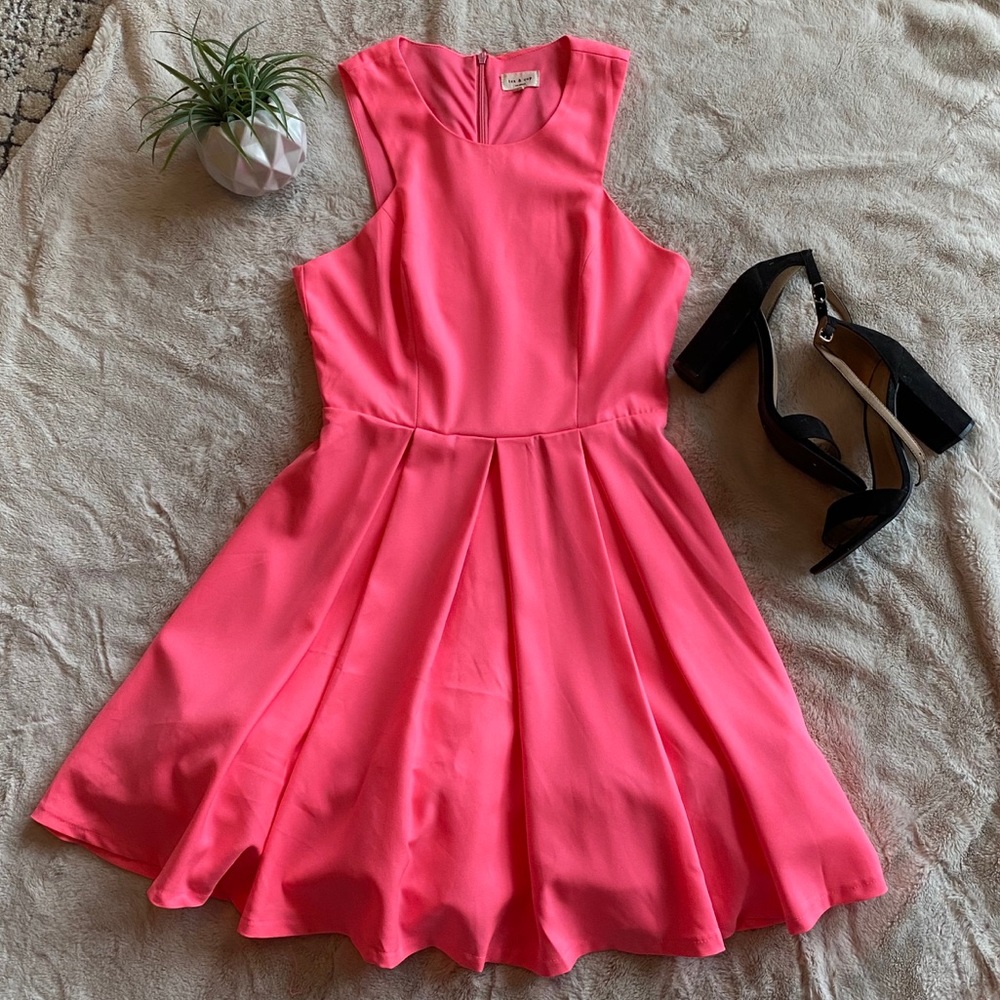 Tea n Cup Hot Pink Fit & Flare Dress Medium